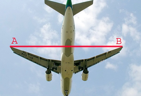  The distance A to B is the wingspan of this Aer Lingus Airbus A320. 